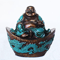 Resin Happy Buddha, Untique Blue