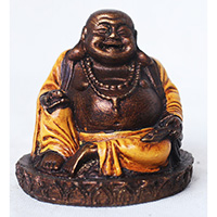 Resin Happy Buddha, Untique Orange
