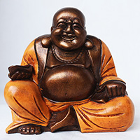 Resin Happy Buddha, Untique Orange