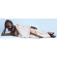 Resin Sleeping Buddha, Untique Cream