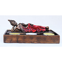 Resin Buddha With Candle Holder, Untique Red