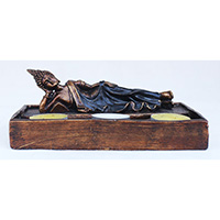 Resin Buddha With Candle Holder, Untique Navy