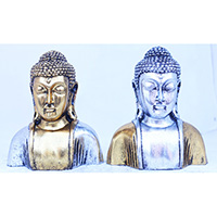 Resin Buddha, Untique Silver And Gold