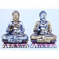 Resin Buddha, Untique Silver And Gold