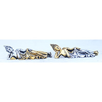 Resin Sleeping Buddha, Untique Silver And Gold