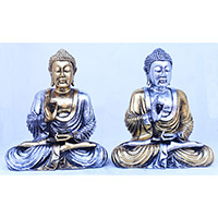 Resin Buddha, Untique Silver And Gold