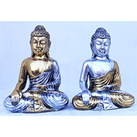 Resin Buddha, Untique Silver And Gold