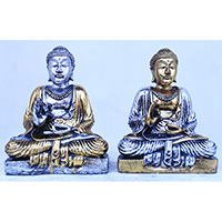 Resin Buddha, Untique Silver And Gold