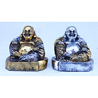 Resin Happy Buddha, Untique Silver And Gold