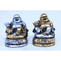 Resin Happy Buddha, Untique Silver And Gold