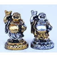 Resin Happy Buddha, Untique Silver And Gold