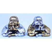 Resin Happy Buddha, Untique Silver And Gold