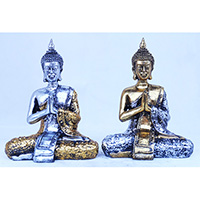 Resin Buddha, Untique Silver And Gold
