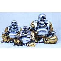 Resin Happy Buddha, Untique Silver And Gold