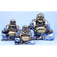 Resin Happy Buddha, Untique Silver And Gold
