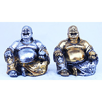 Resin Happy Buddha, Untique Silver And Gold