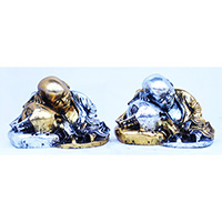Resin Buddha Solin, Untique Silver And Gold