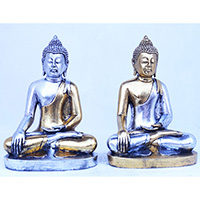 Resin Buddha, Untique Silver And Gold