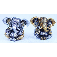 Resin Ganesha, Untique Silver And Gold