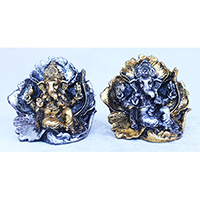 Resin Ganesha, Untique Silver And Gold