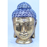Resin Buddha Head, Untique Silver And Gold