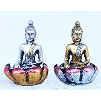Resin Buddha, Untique Silver And Gold