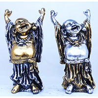 Resin Happy Buddha, Untique Silver And Gold