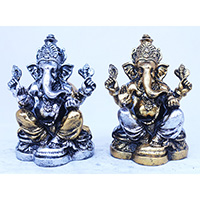 Resin Ganesha, Untique Silver And Gold