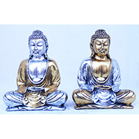 Resin Buddha, Untique Silver And Gold