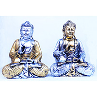 Resin Buddha, Untique Silver And Gold