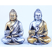 Resin Buddha, Untique Silver And Gold