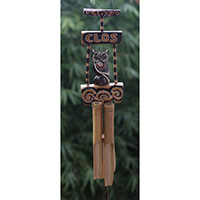 Bamboo Windchime With Owl, Painted Bamboo