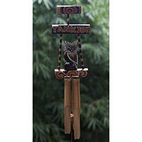 Bamboo Windchime With Owl, Painted Bamboo