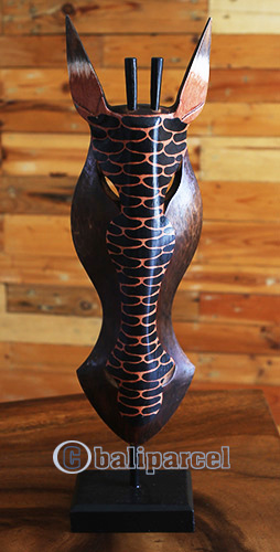Wooden Mask With Stand, Hand Carved From Albesia Wood