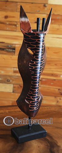 Wooden Mask With Stand, Hand Carved From Albesia Wood