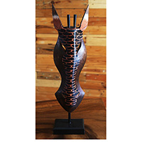 Wooden Mask With Stand, Hand Carved From Albesia Wood