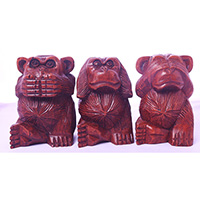 Wooden Monkey Set 3, Hand Made From Suar Wood 
