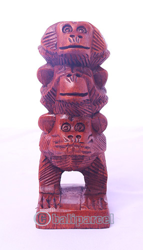 Wooden Monkey, Hand Made From Suar Wood 