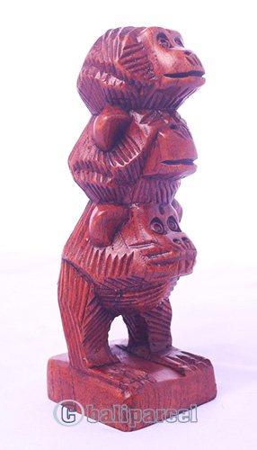 Wooden Monkey, Hand Made From Suar Wood 