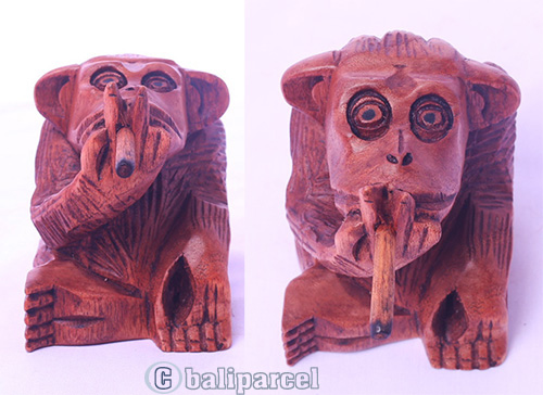 Wooden Monkey, Hand Made From Suar Wood 