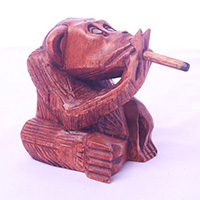 Wooden Monkey, Hand Made From Suar Wood 