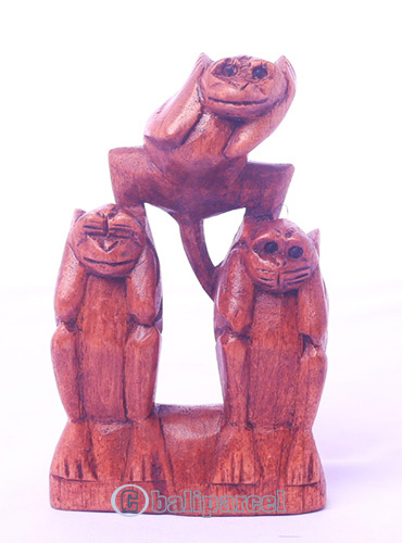 Wooden Monkey, Hand Made From Suar Wood 