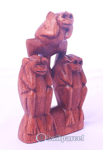 Wooden Monkey, Hand Made From Suar Wood 