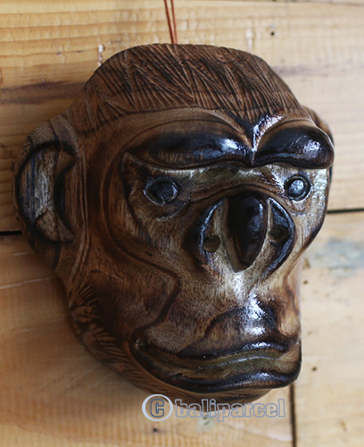Wooden Mask Monkey, Hand Made From Suar Wood 