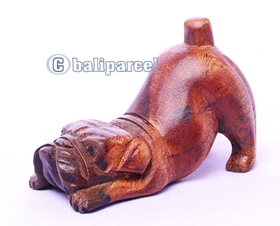 Wooden Dog, Hand Made From Suar Wood 