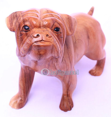Wooden Dog, Hand Made From Suar Wood 
