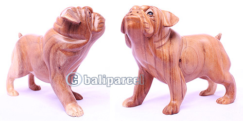 Wooden Dog, Hand Made From Suar Wood 