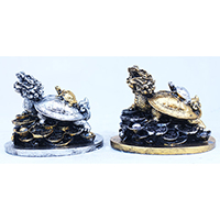 Resin Turtle, Untique Silver And Gold