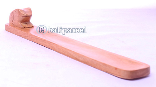 Wooden Incense Holder With Frog, Made From Suar Wood