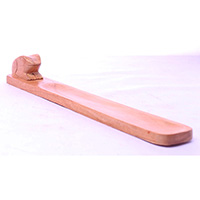 Wooden Incense Holder With Frog, Made From Suar Wood